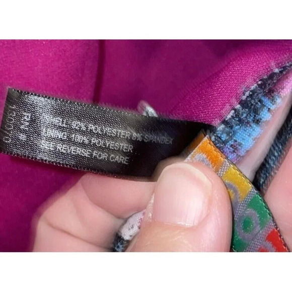 Coogi Size 16 One Piece Swimsuit Halter Top Denim Style Colorful Ruffles Beach - Picture 7 of 9